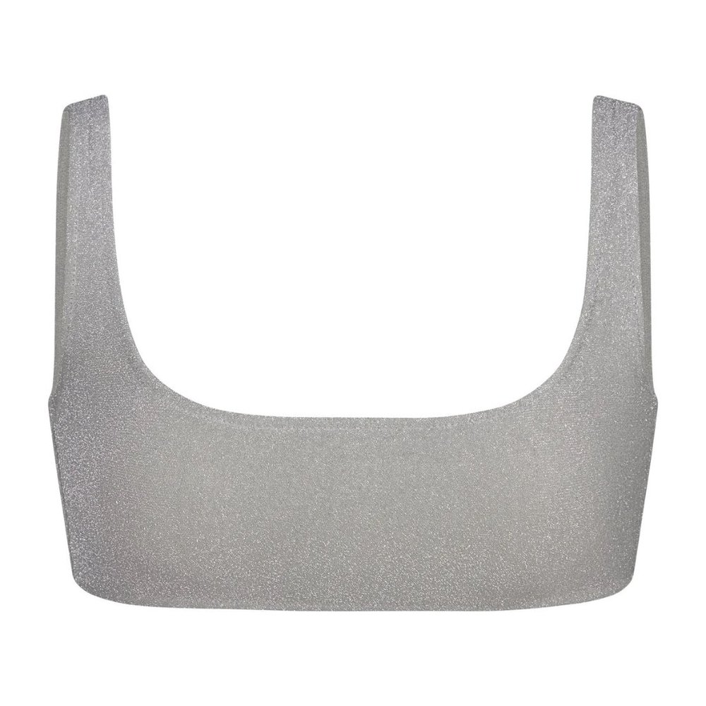 Skims Glitter Swim Scoop Bikini Top - Nickel